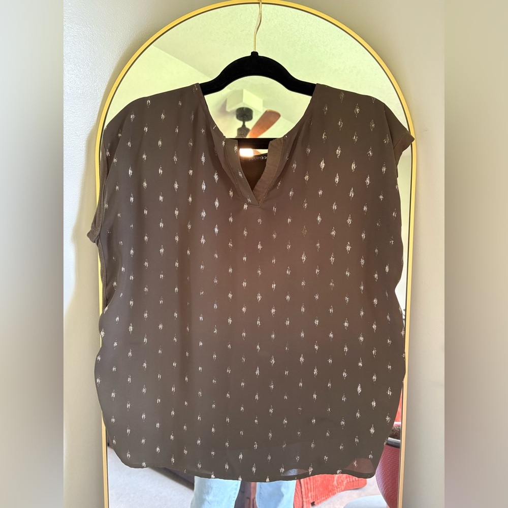 Olive Green Patterned Blouse